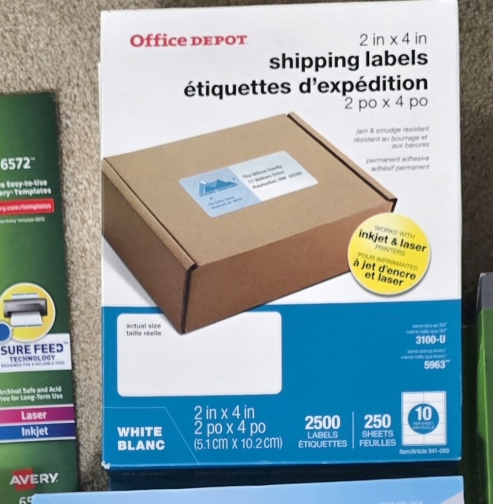 "2 x 4" White Shipping Labels - Picture 2 of 2